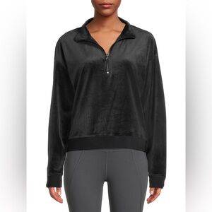 Womens Avia Black Velour quarter zip pull over ~ Size S (4-6)